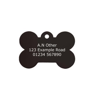 black aluminium bone dog tag