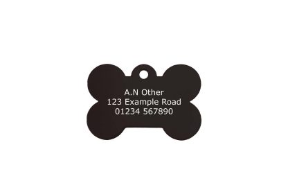 black aluminium bone dog tag