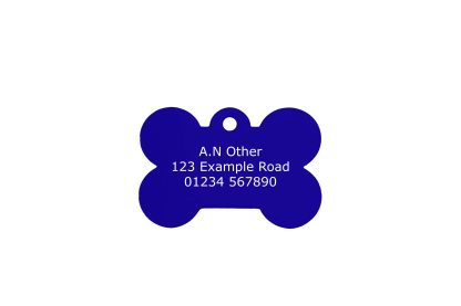 blue aluminium bone dog tag