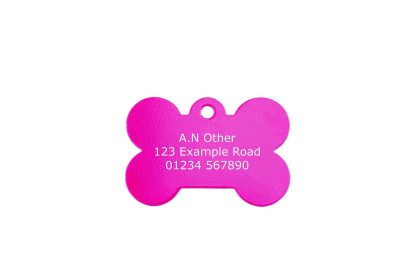 pink aluminium bone dog tag