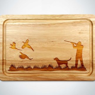 pheasant shooting chopping board on a white worktop