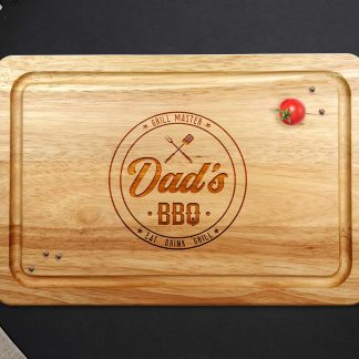 Grill Master chopping board on a grey worktop