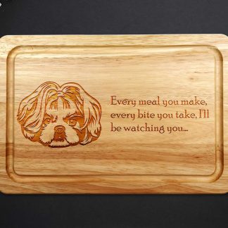 shih tzu chopping board on a grey backgroun