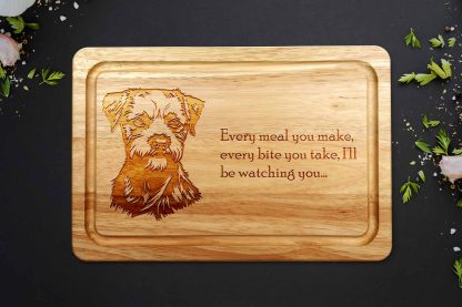 border terrier chopping board on grey worktop