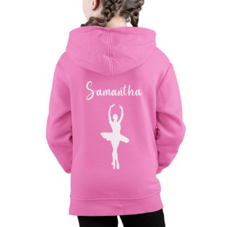 kids personalised ballerina pink hoodie