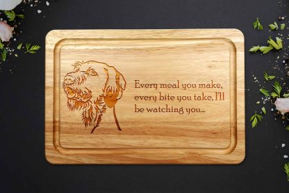 wirehaired vizsla chopping board on grey worktop