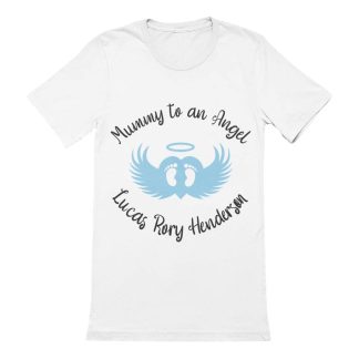 mummy to an angel boy tshirt white