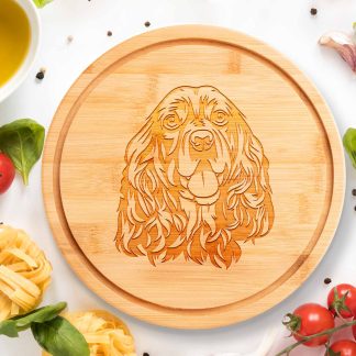 cocker spaniel portrait round chopping board