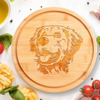 golden retriever portrait round chopping board