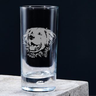 Golden Retriever highball glass single empty