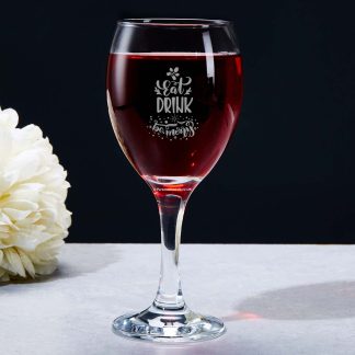 Eat Drink Be Merry Christmas Wine Glass