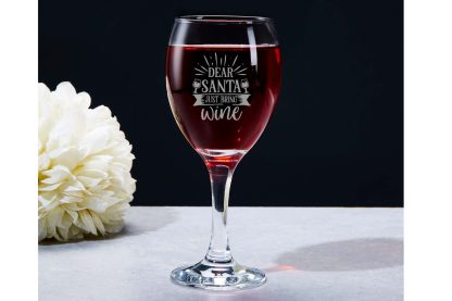 Dear Santa Just Bring Wine Christmas High Quality Wine Glass.