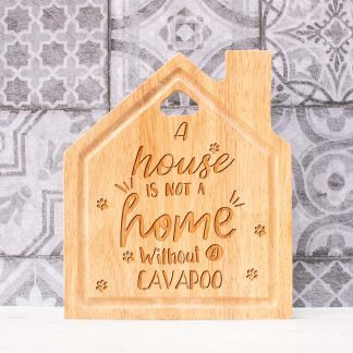 Cavapoo house shaped chopping board