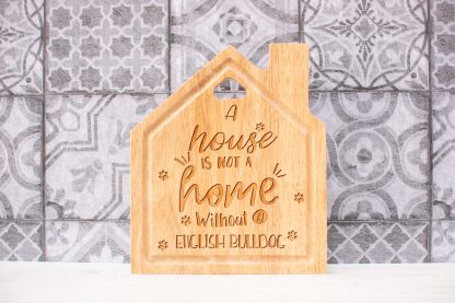 English Bulldog house shaped chopping board