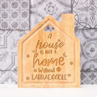 Labradoodle house shaped chopping board