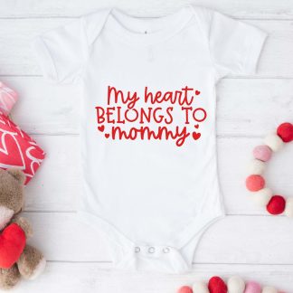 My Heart belongs to Mommy valentines day baby vest