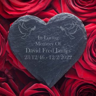 Memorial Slate heart with a dove design