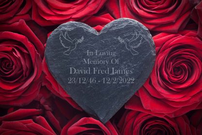 Memorial Slate heart with a dove design