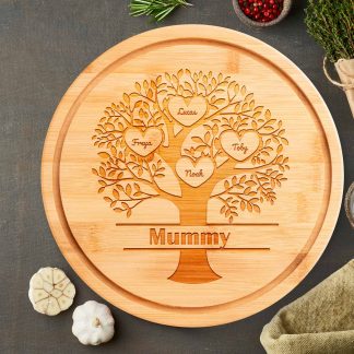 Personalised Family Tree Round Serving Board