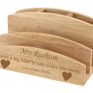 Personalised Teacher gift, wooden Letter and desk organiser