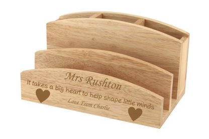 Personalised Teacher gift, wooden Letter and desk organiser