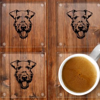 Airedale Terrier Glass Drinks Coasters.