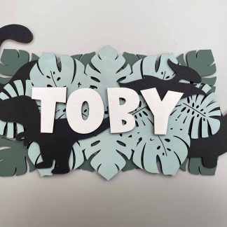 Personalised Dinosaur themed bedroom door sign