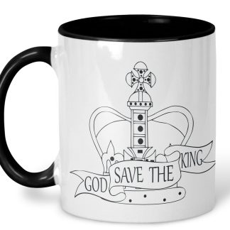 God Save The King Black & White Mug