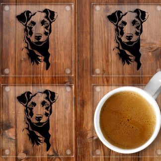 Patterdale Terrier glass coasters