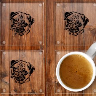 Pug glass coasters