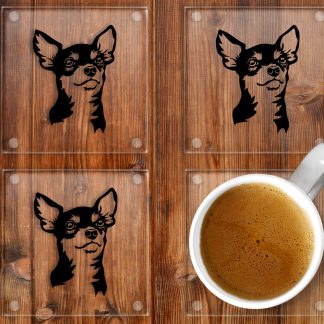 chihuahua glass coasters