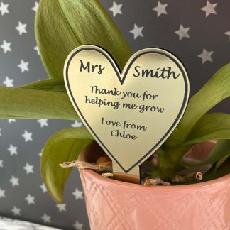 Personalised Brushed Brass Effect Teacher Heart Plaque