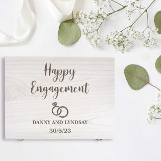 Personalised Engagement Keepsake Wooden Box