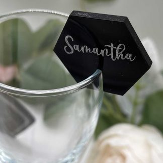 Hexagon Wedding Glass Topper Place Name