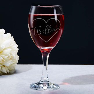 Personalised Valentine Heart Glass.